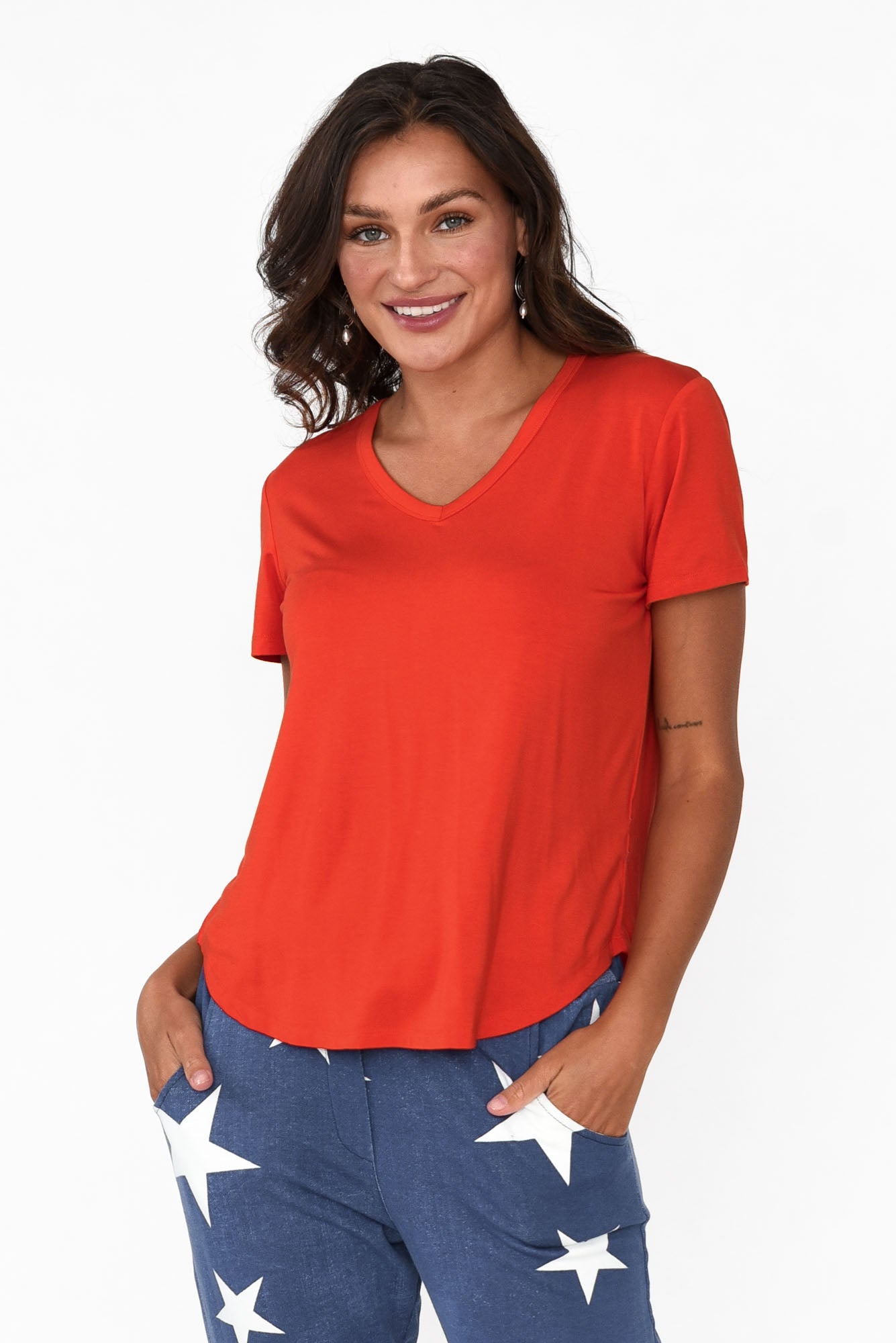 Veronica Red Bamboo Tee