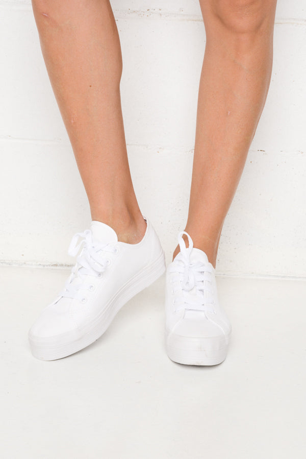 platform white canvas sneakers