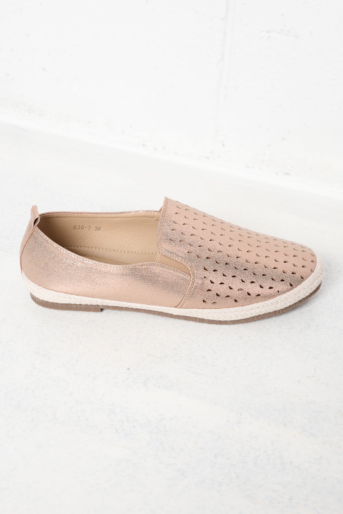 rose gold slip on shoes