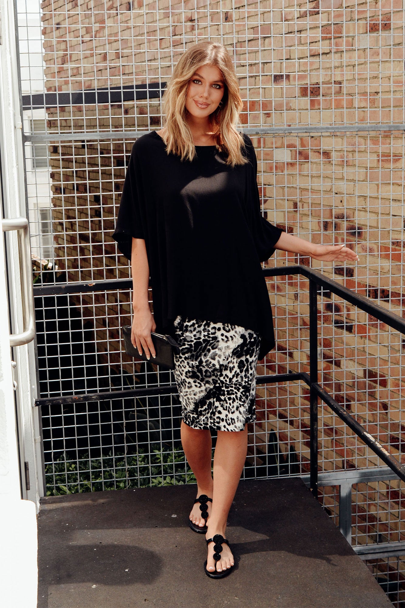 dark leopard midi skirt