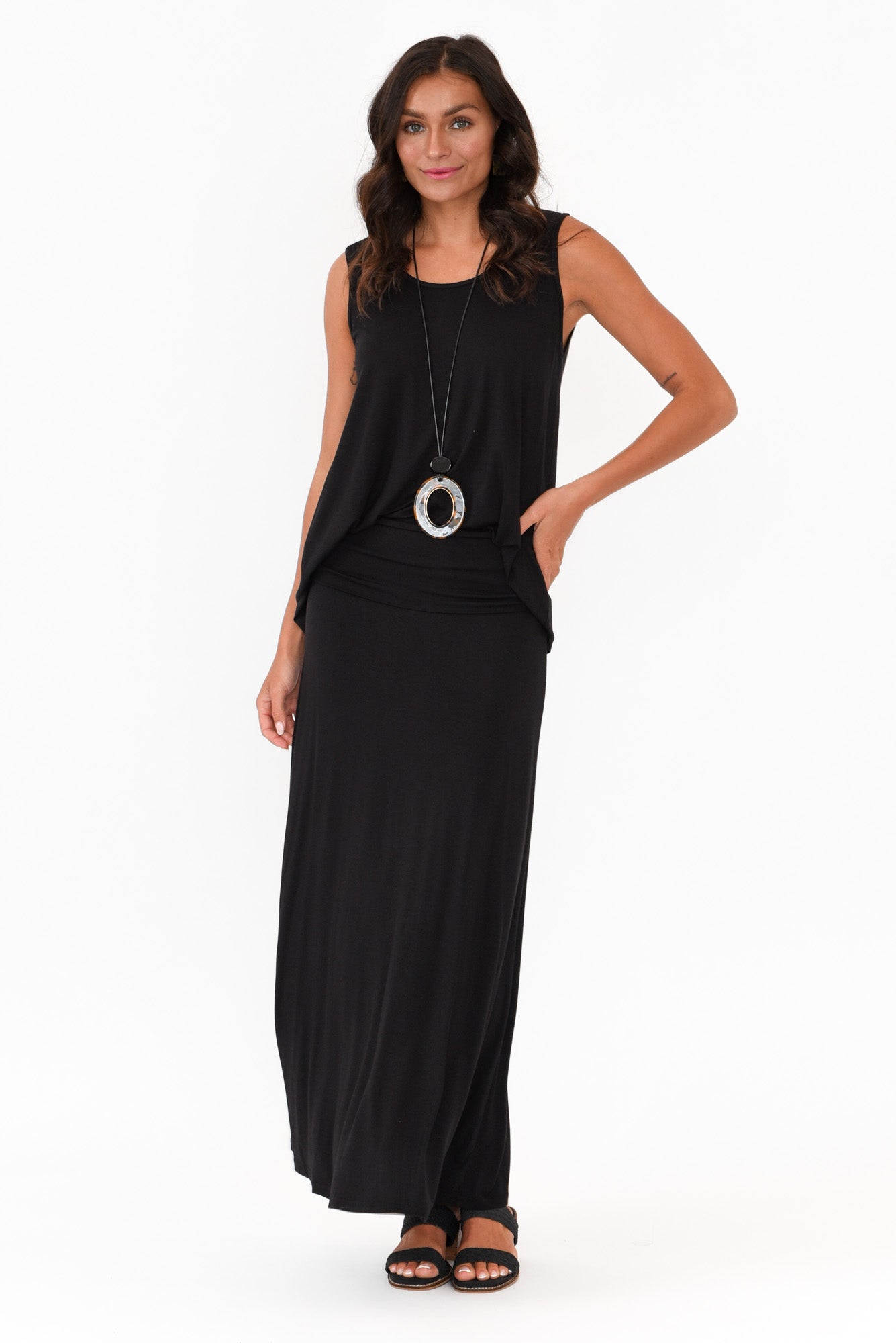 Amy Black Bamboo Maxi Skirt