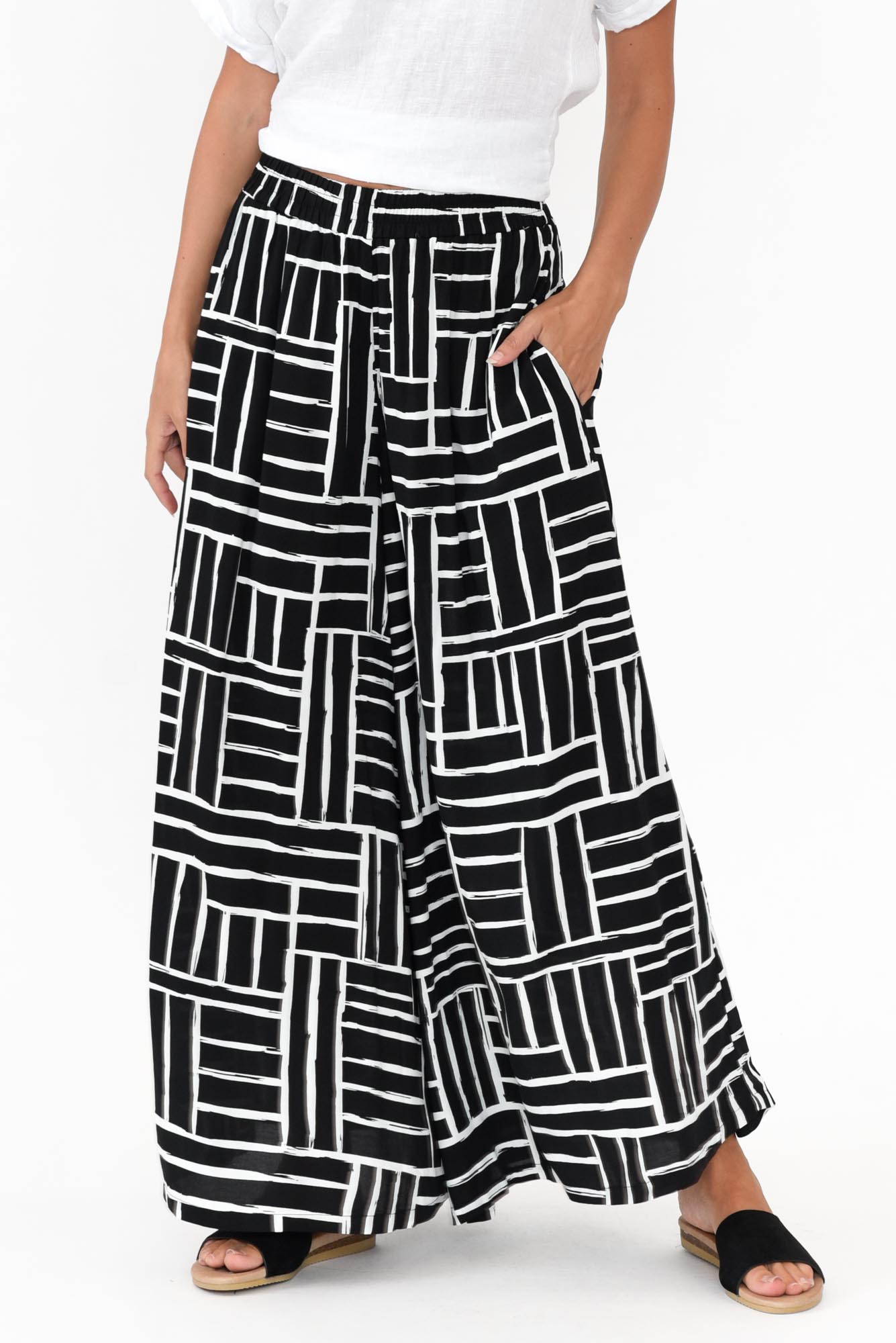 Baker Black Stripe Wide Leg Pants