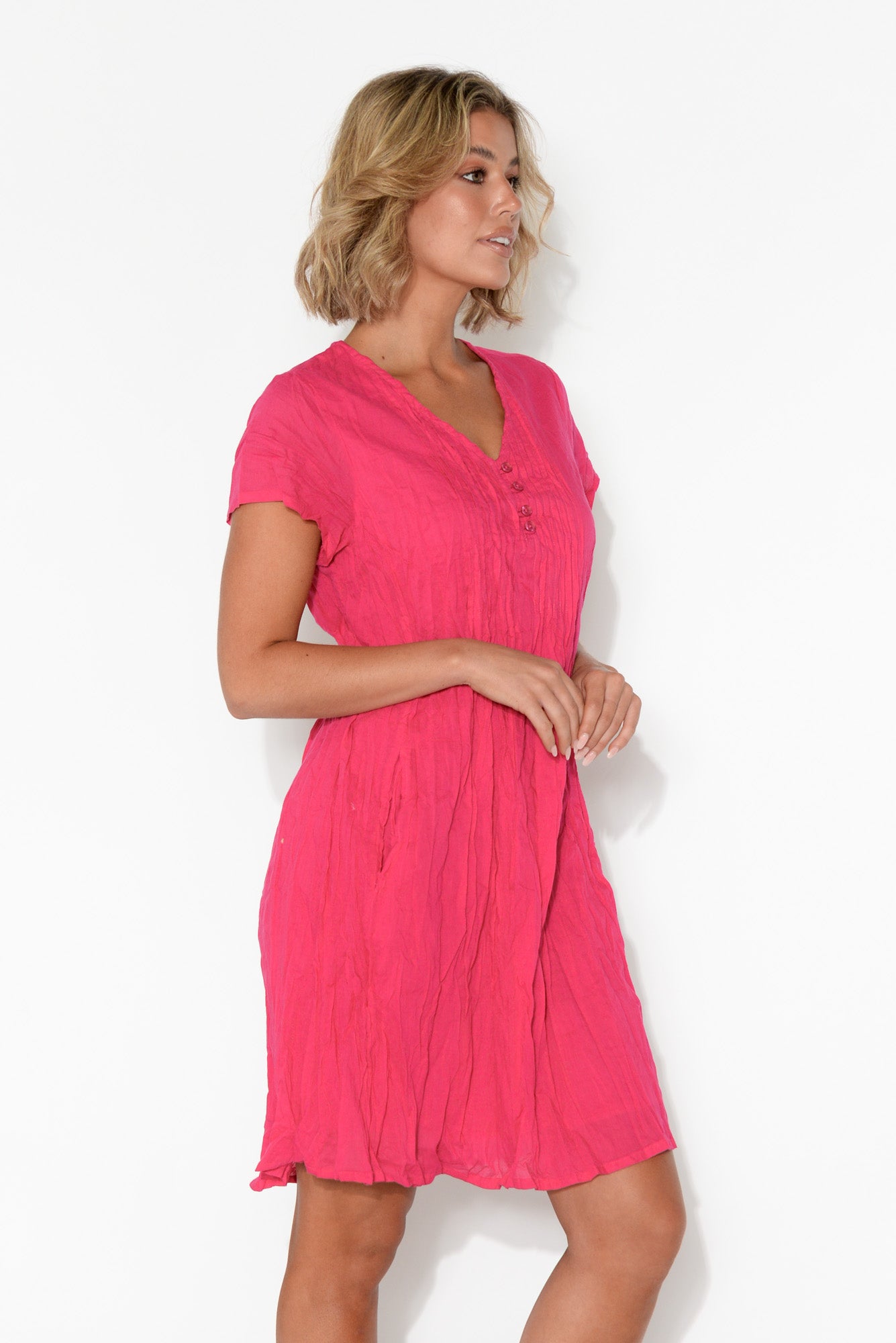 hot pink cotton dress