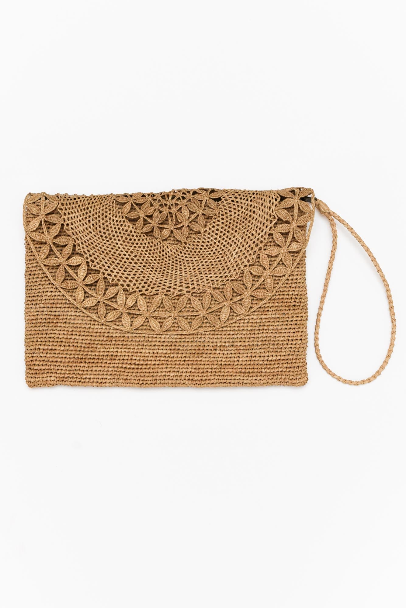 Boka Tan Raffia Clutch