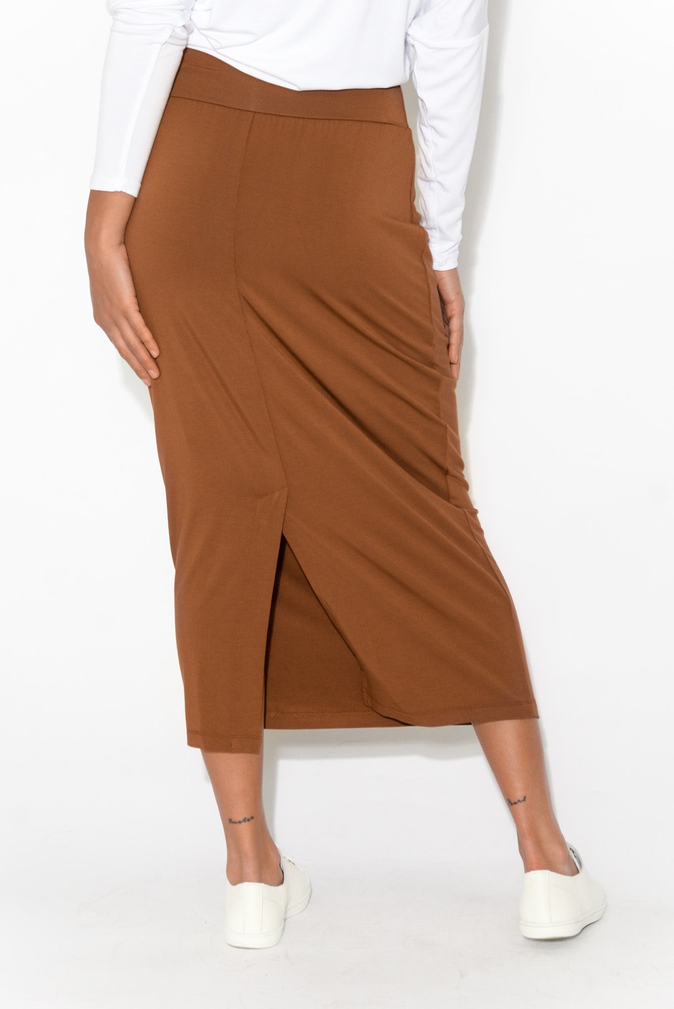 bronze maxi skirt