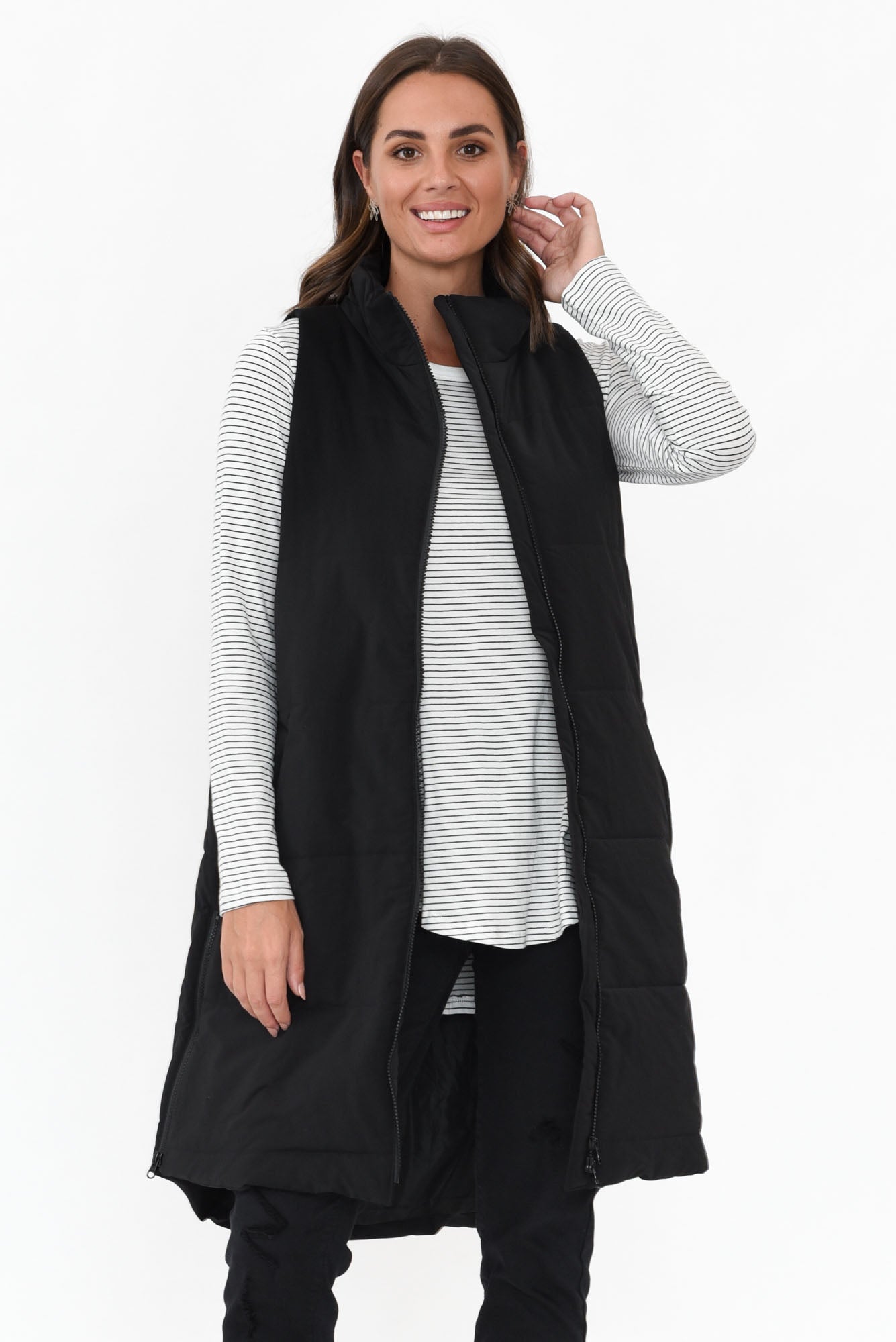 Bryce Black Long Puffer Vest