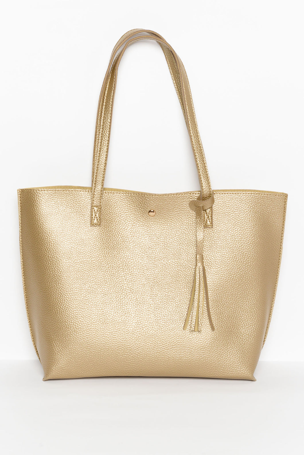 gold metallic handbag