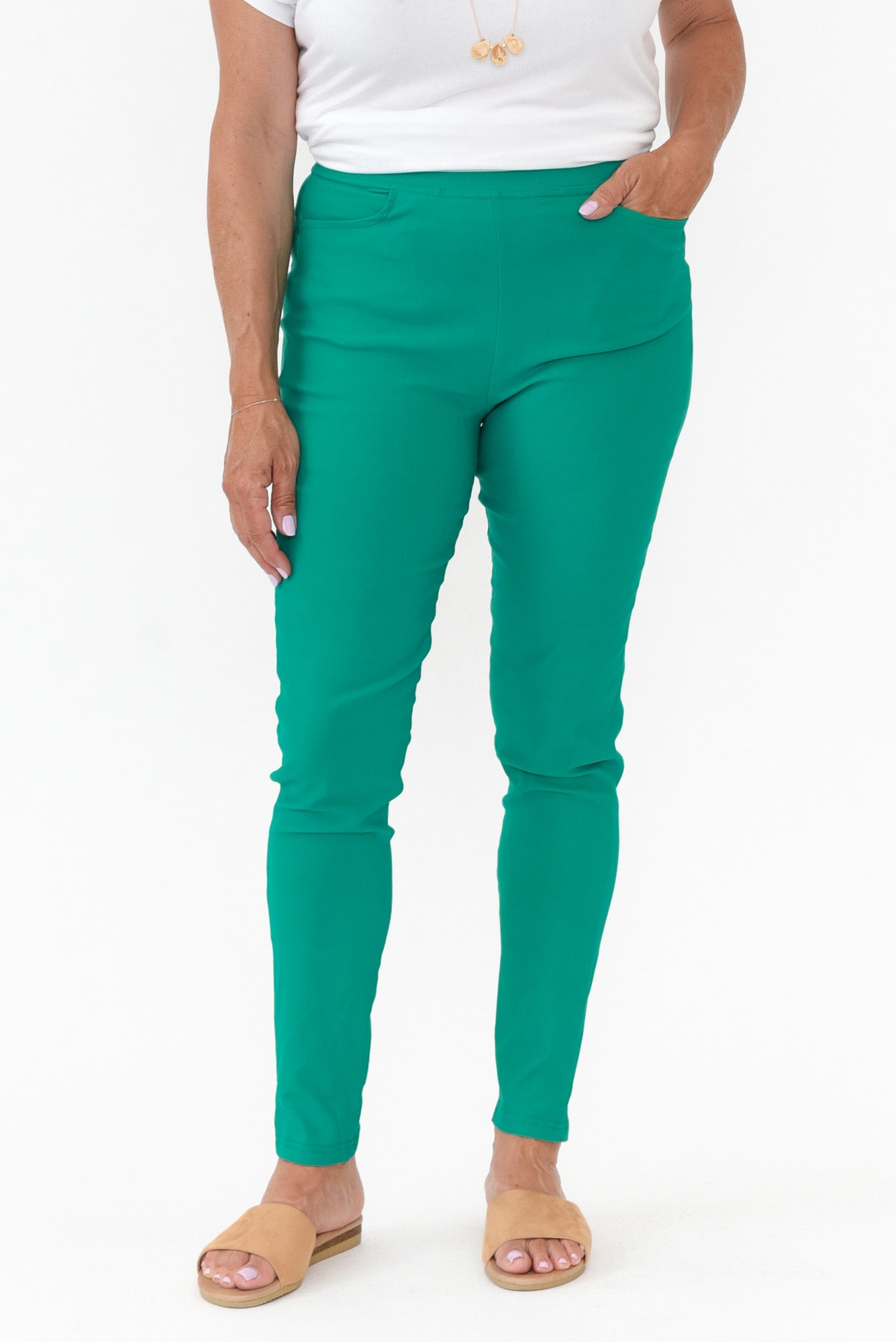 Dixon Teal Cotton Stretch Pants