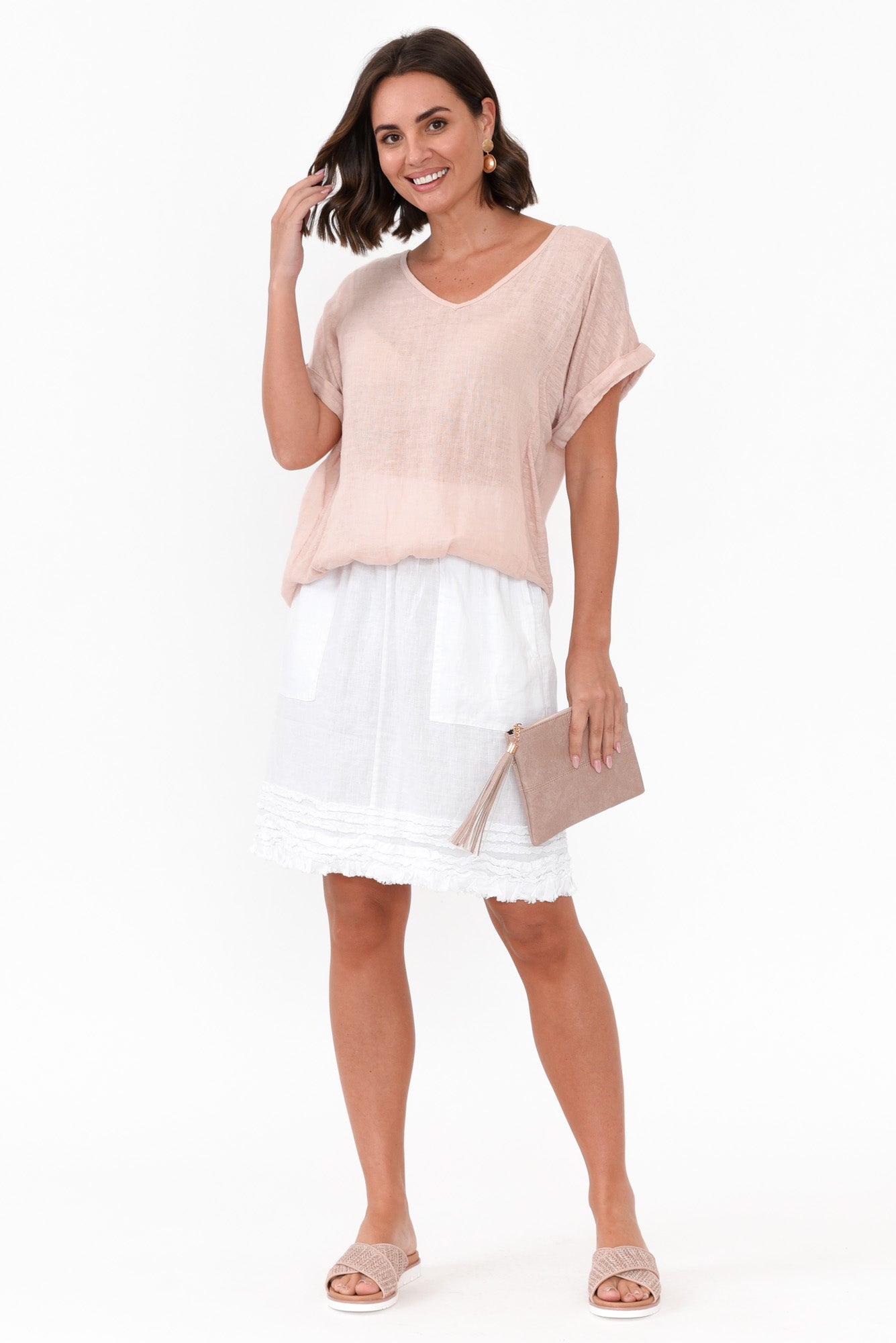 Effie Blush Linen Tee