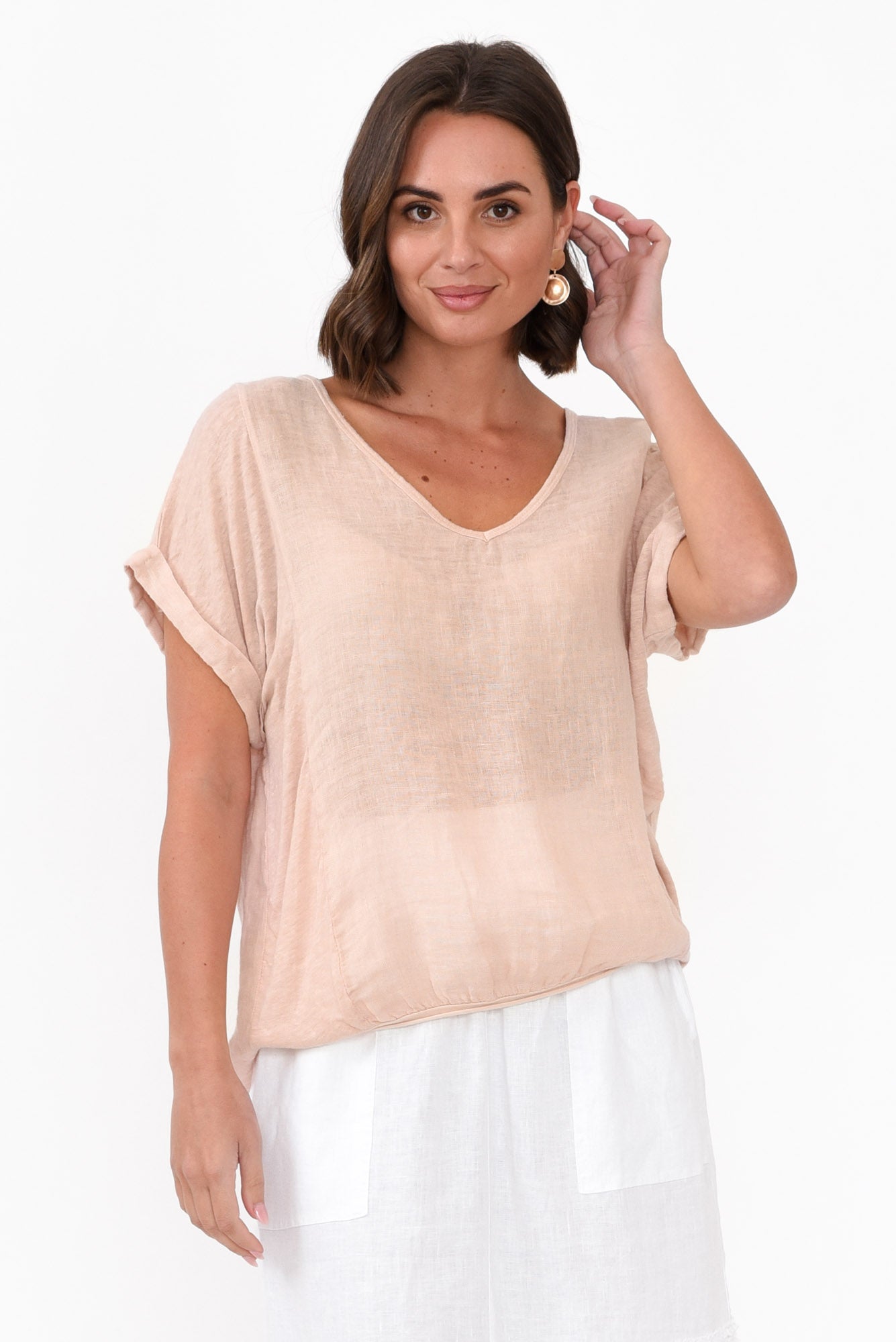 Effie Blush Linen Tee