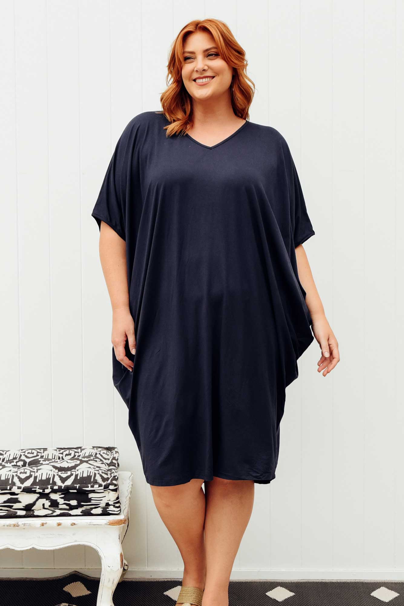 Freya Navy Bamboo Batwing Dress