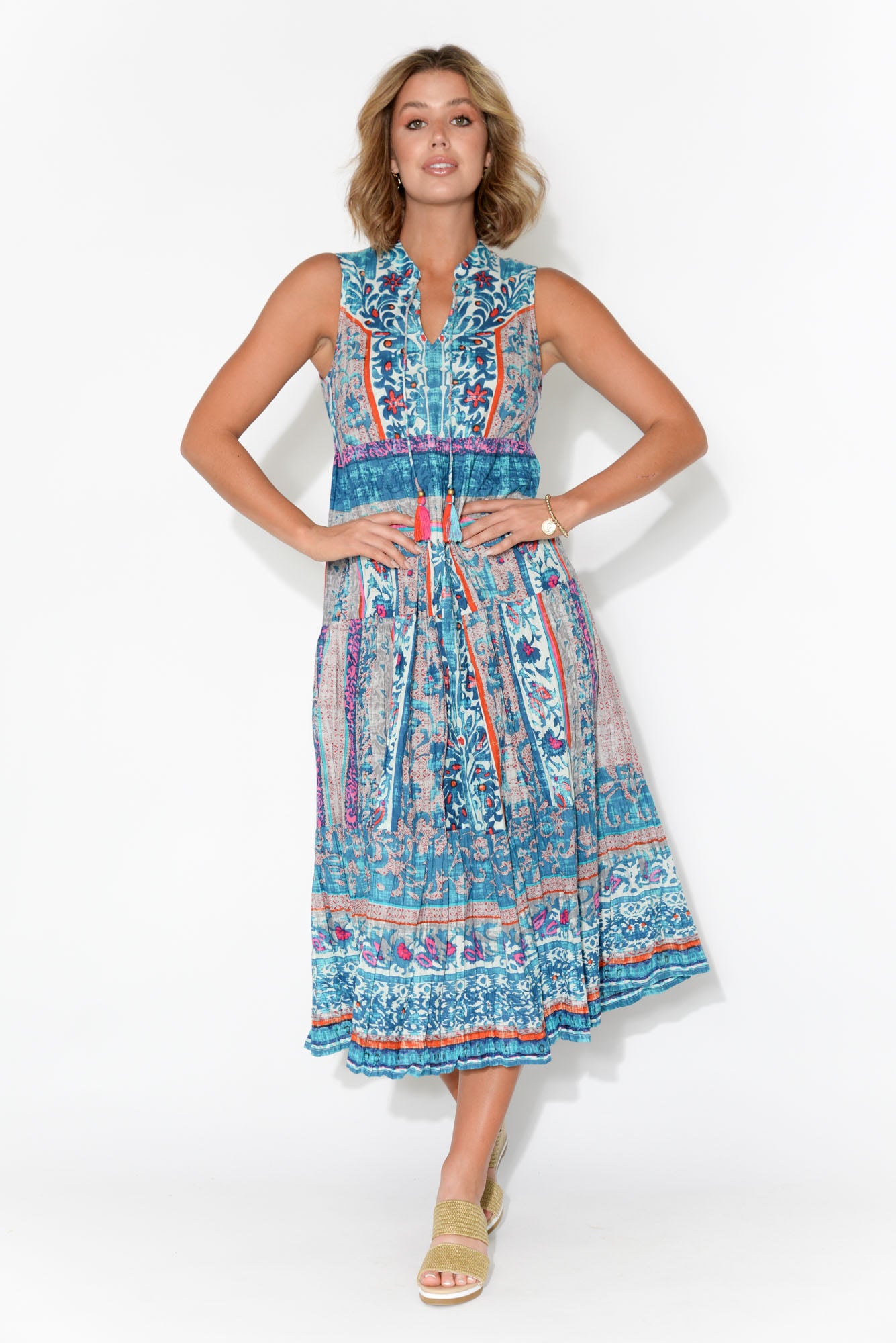 aztec beaded midi dress