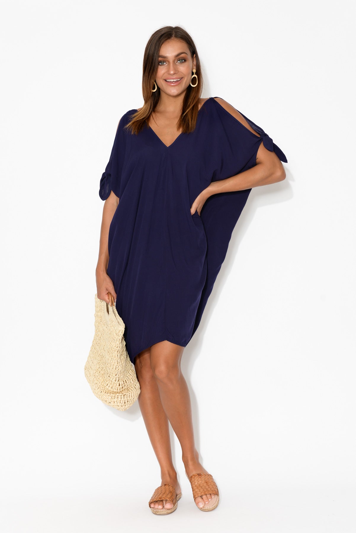 cold shoulder kaftan dress