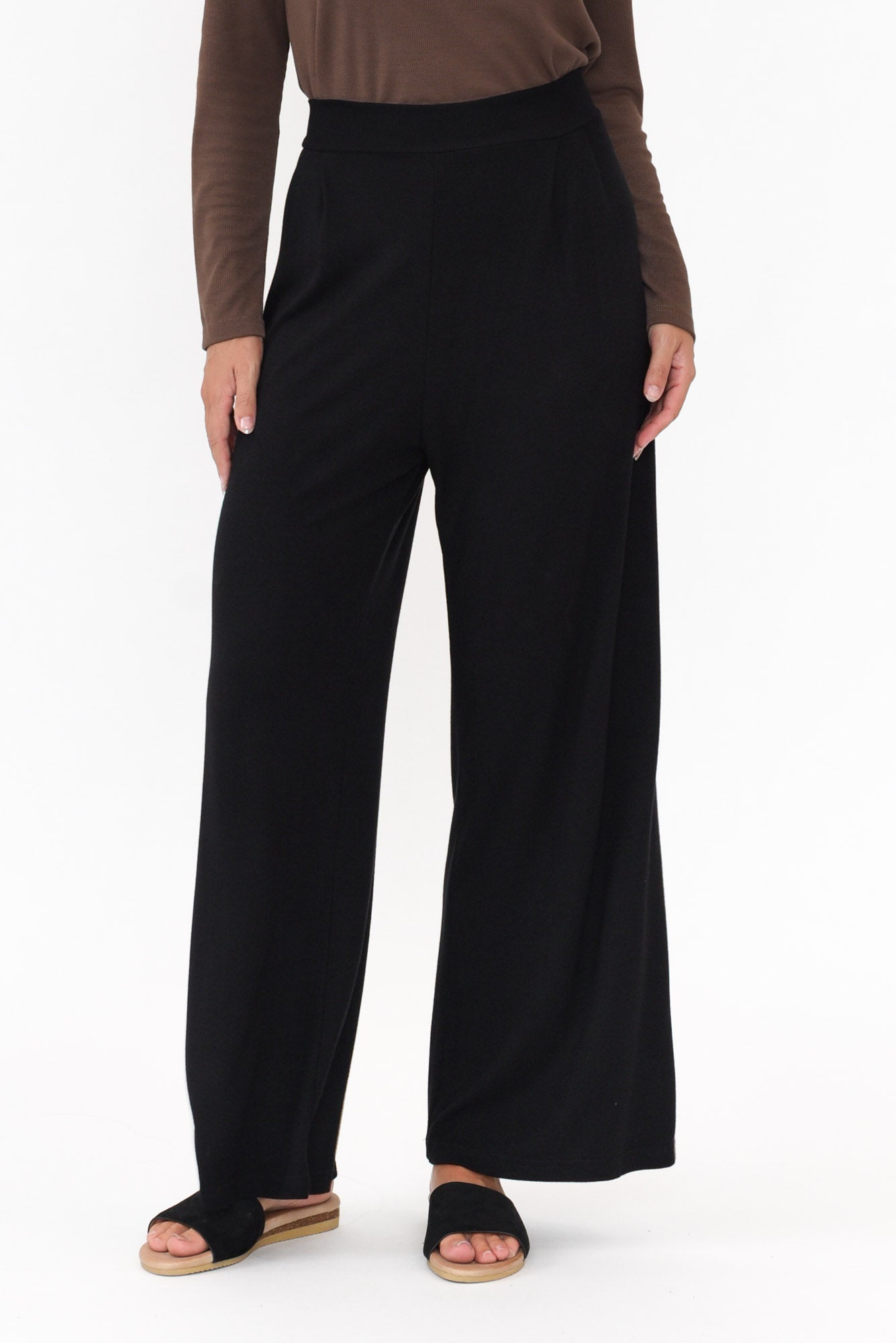 Joplin Black Bamboo Wide Leg Pants