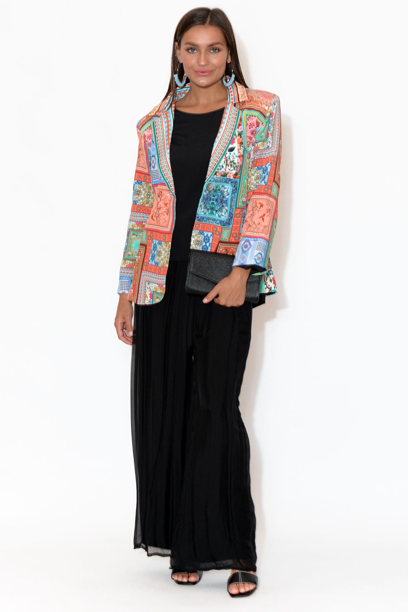 Laura Red Abstract Boyfriend Blazer