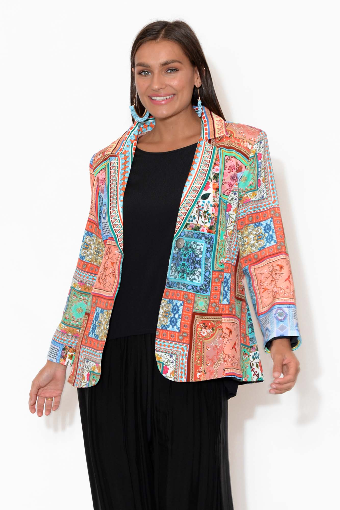 Laura Red Abstract Boyfriend Blazer