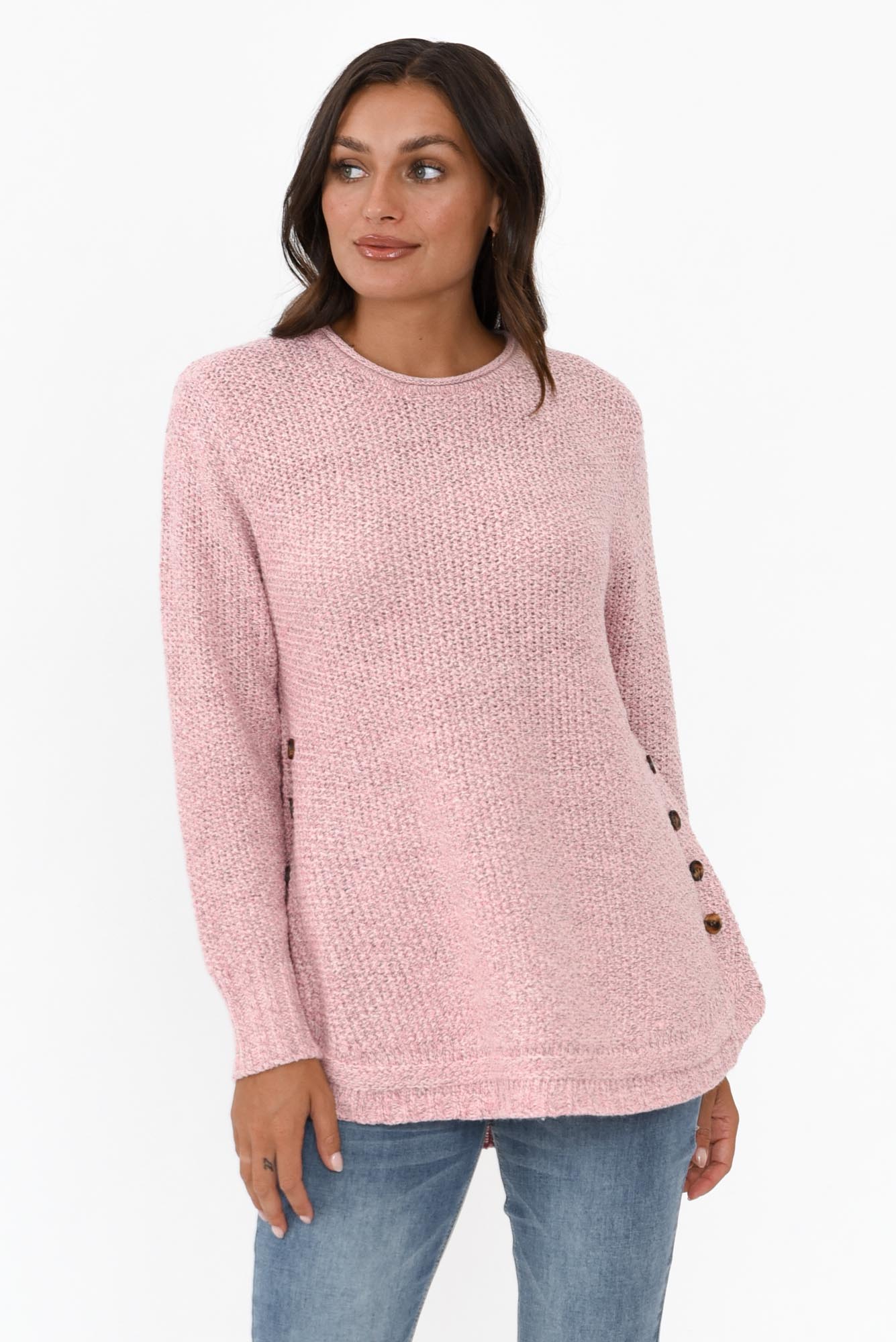 Lucas Pink Knit Button Jumper