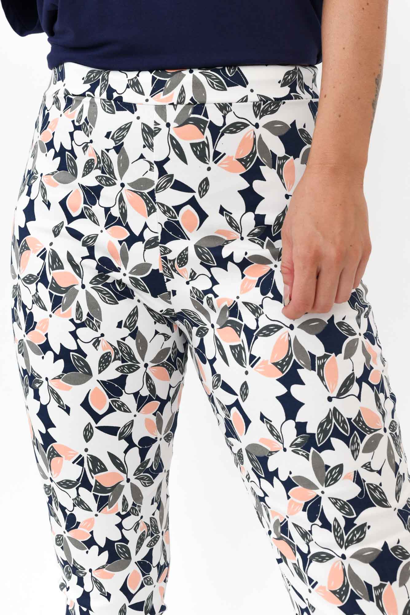 Milo Navy Floral Stretch Pants