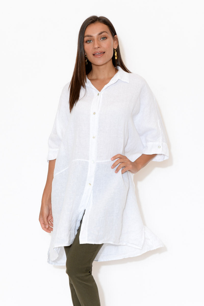 oversized white linen shirt