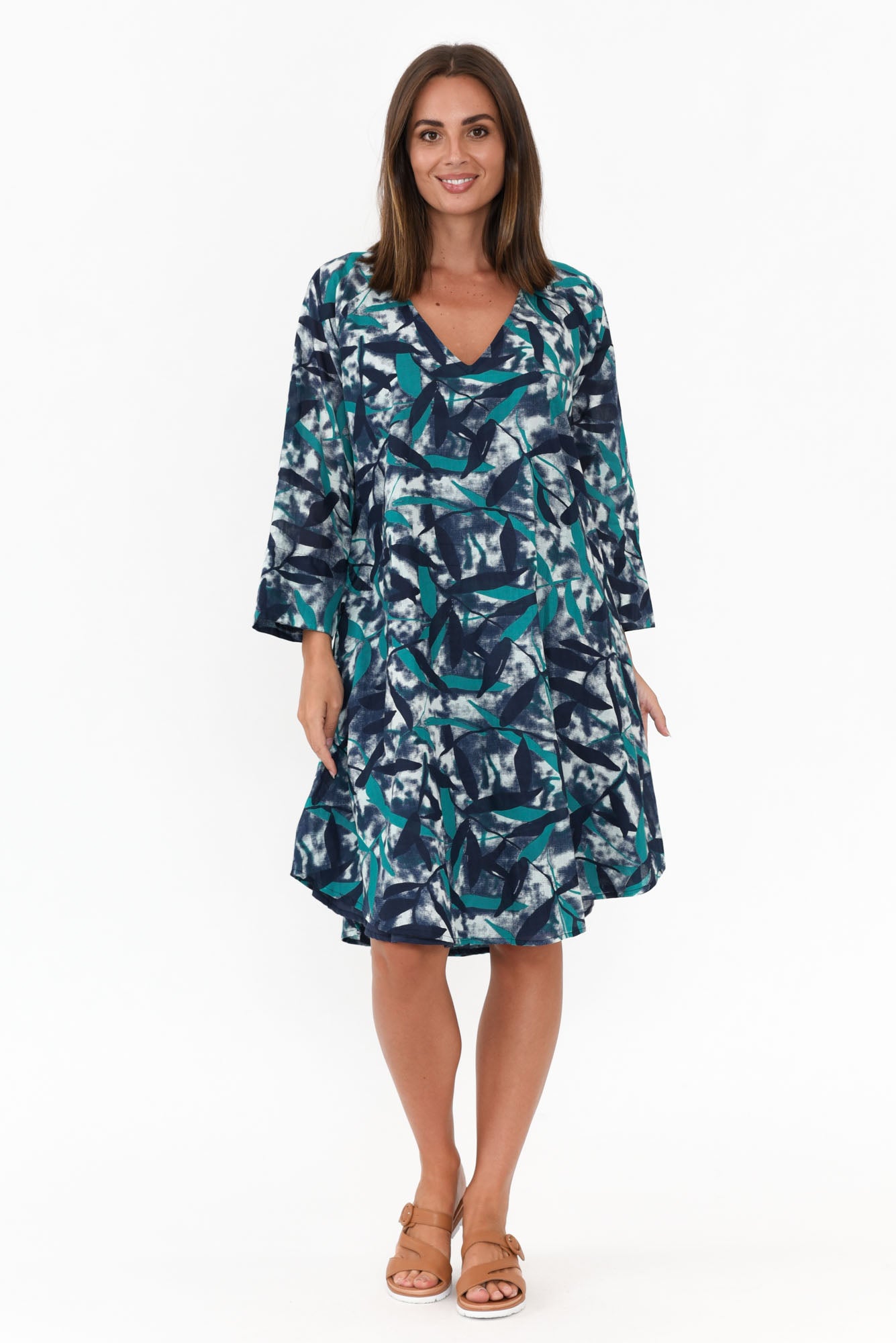 Proserpine Blue Leaf Cotton Tunic