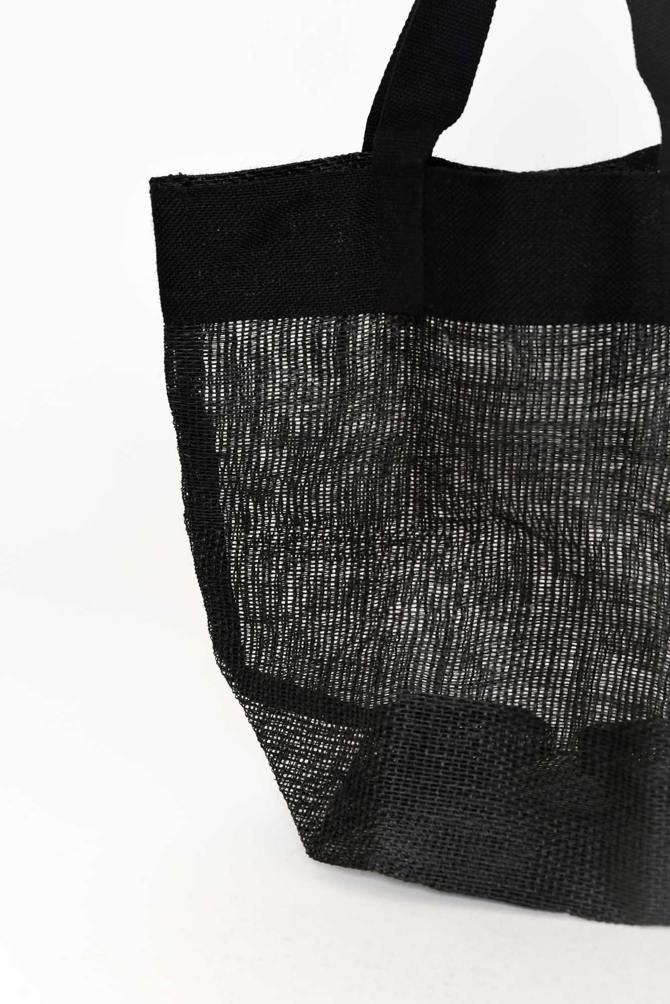 Trish Black Jute Mesh Bag