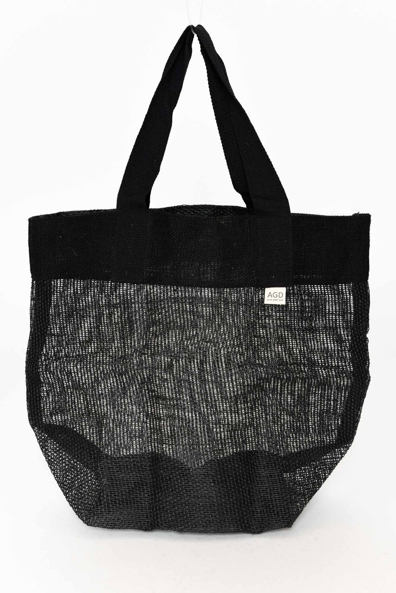 Trish Black Jute Mesh Bag