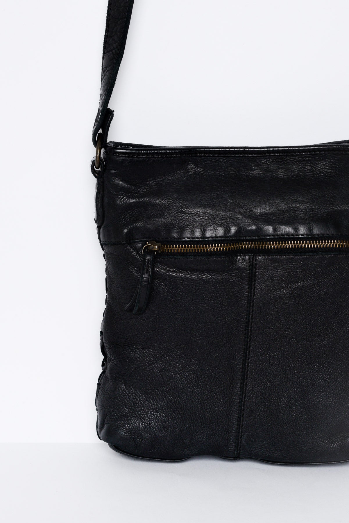 Zara Black Woven Leather Bag – Blue 