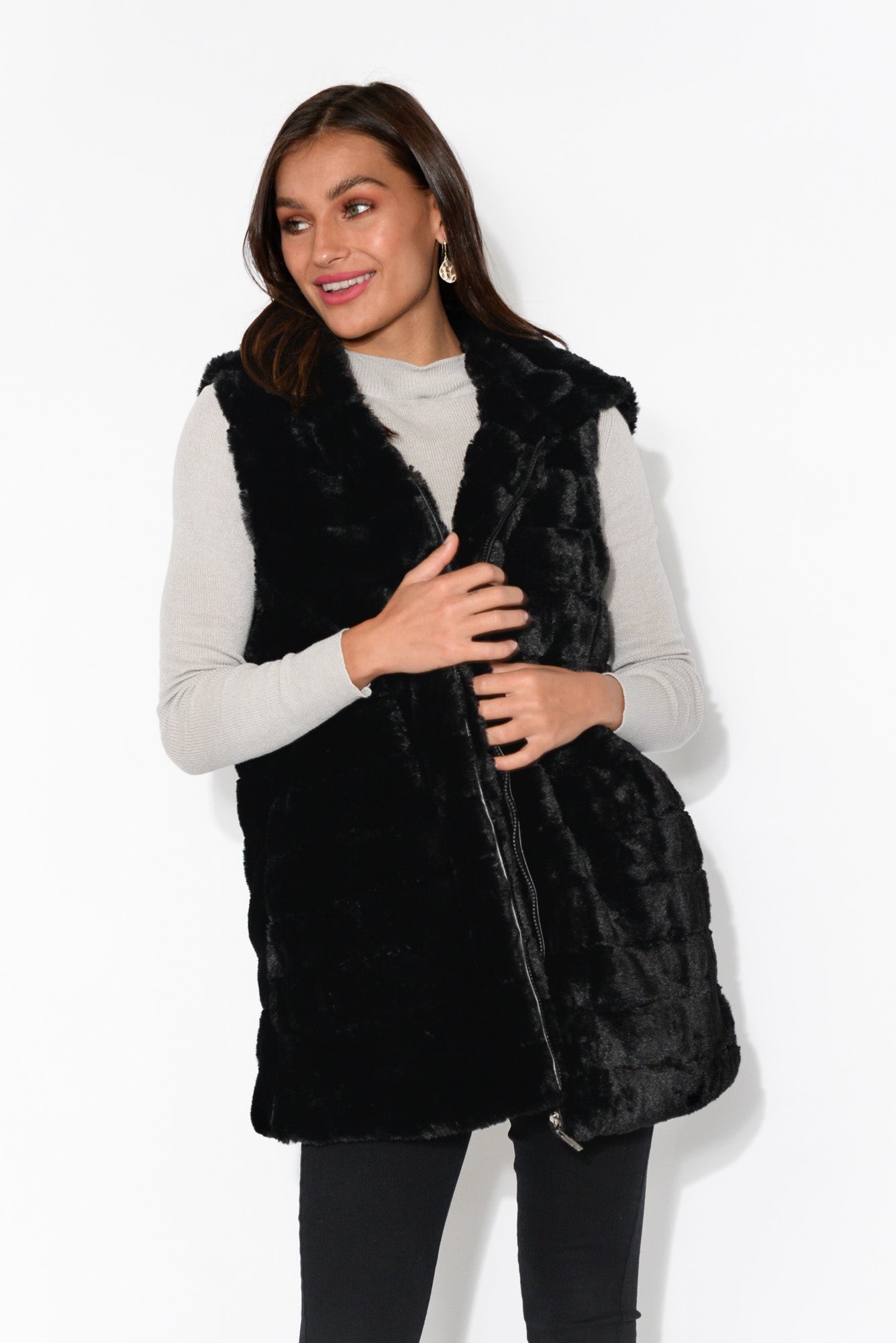 black fur vest