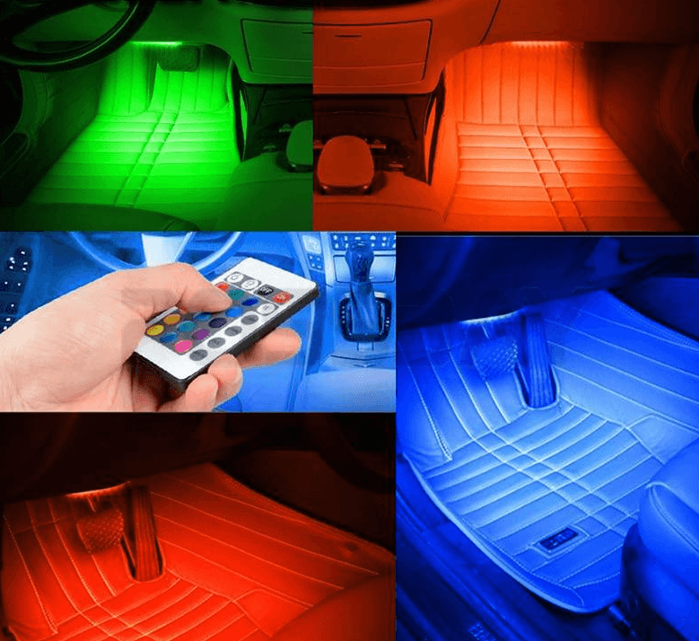 POSSBAY Car RGB Lights LED Strip Neon Lamp Decorative Atmosphere Lights Wireless Remote/Music/Voice Control Car Interior Light