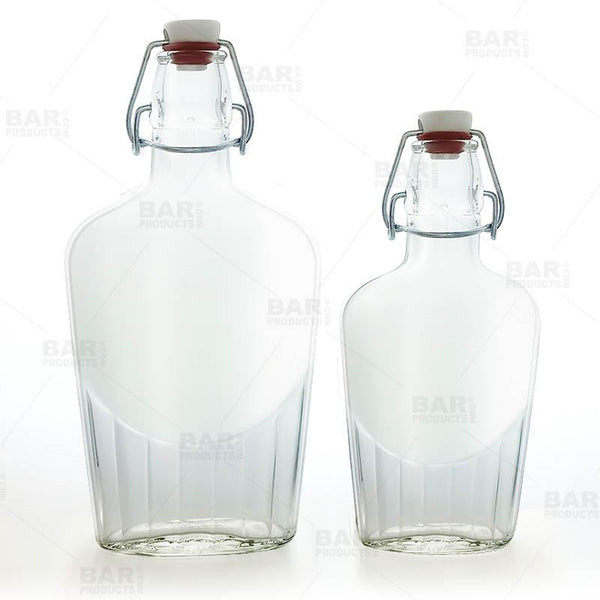 Swing Top Glass Bottle - Clear Square - 1 Liter or 17 ounce – Bar Supplies