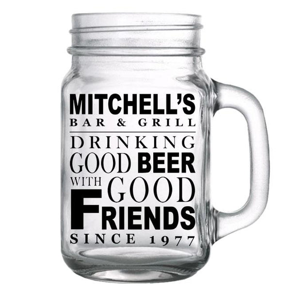 CUSTOMIZABLE - 16oz Mason Jar with Handle - Moonshine