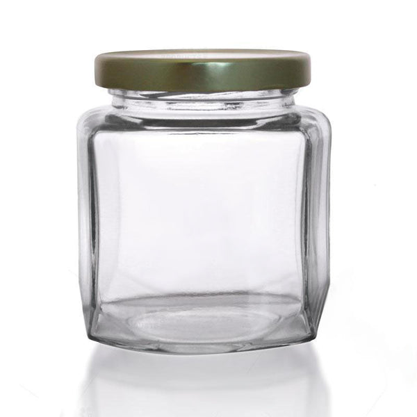 8 oz Faceted Round Glass Jar w/ Lid – Bar Supplies