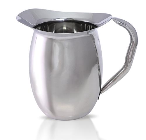 Stainless Steel Water Pitcher Metal -flat mouth water Metal Pitcher 60 OZ  Silver Slender Water Pitcher for Water Beer Juice and Other Beverage by