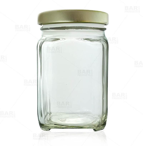 6 oz (190 ml) Hexagon Glass Jar with Gold Lid