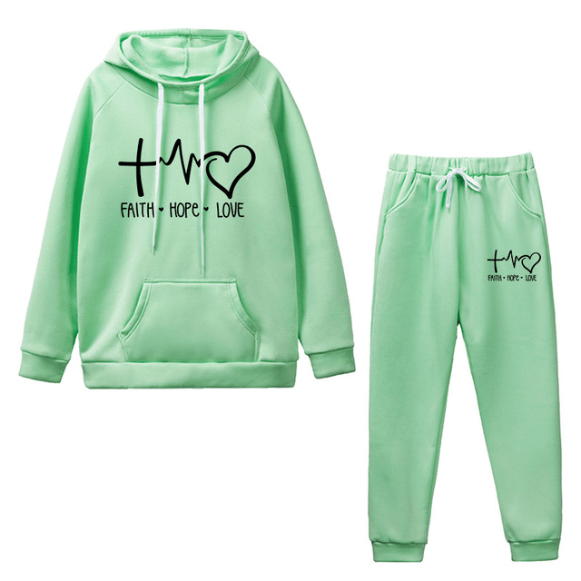 'Faith Hope Love' Christian Tracksuit Set | Religious Print Tracksuit ...