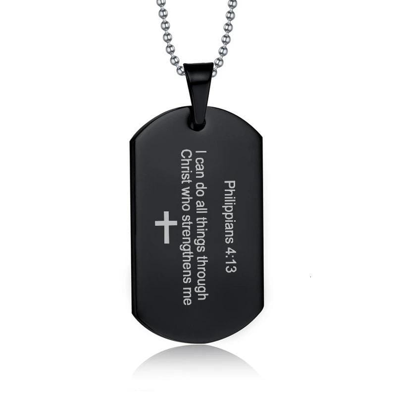 philippians 4:13 dog tag necklace