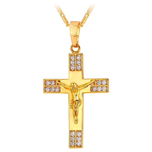 Golden Diamond Jesus Cross Necklace | Lord's Guidance