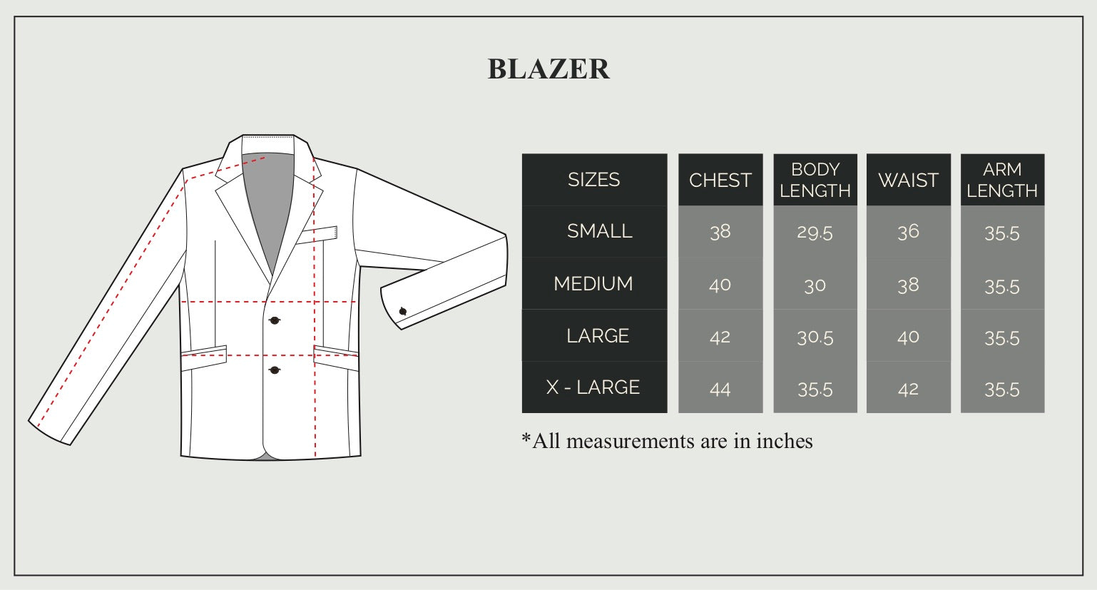 Blazer Size Guide