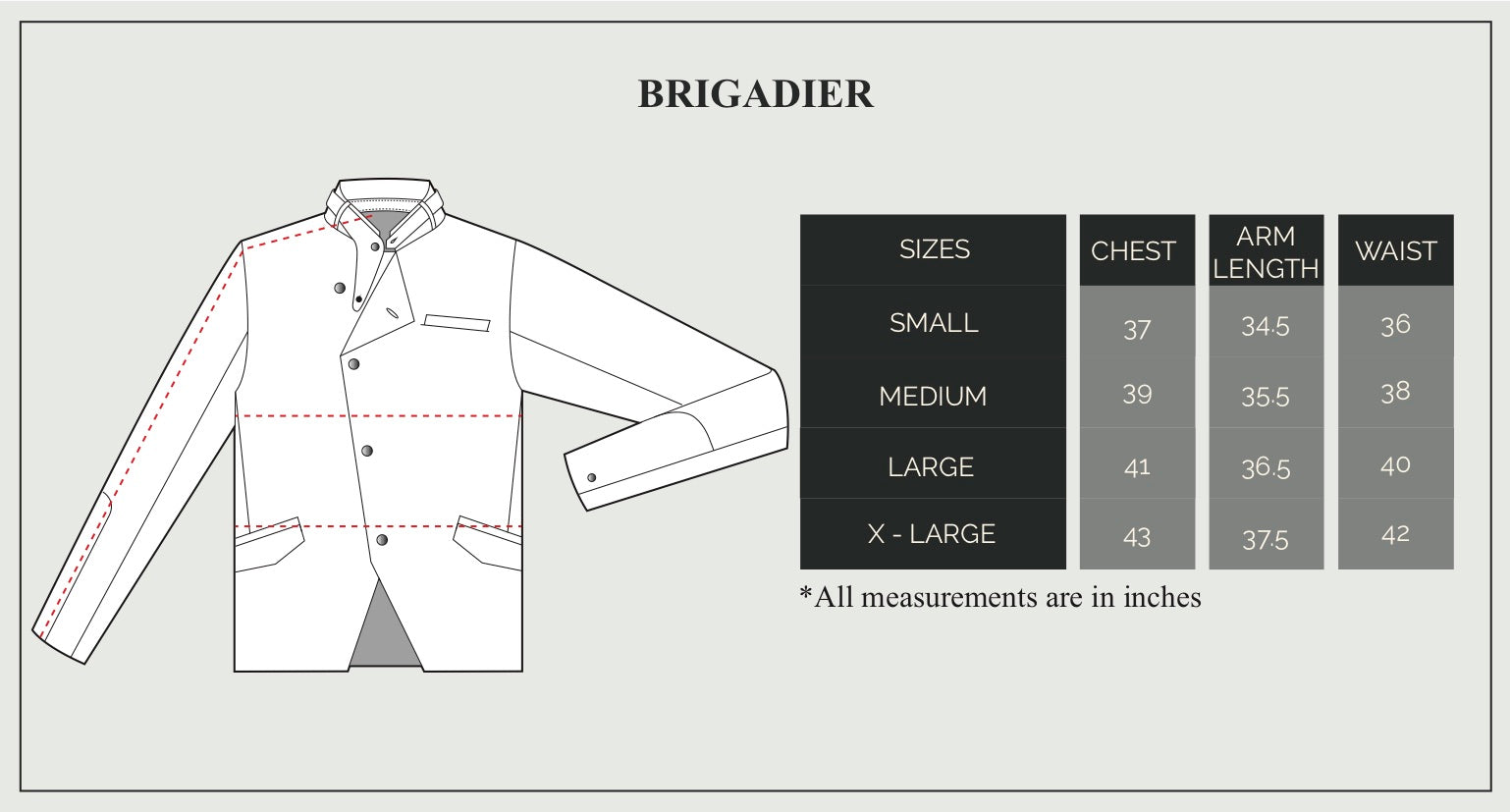 Brigadier Size Guide