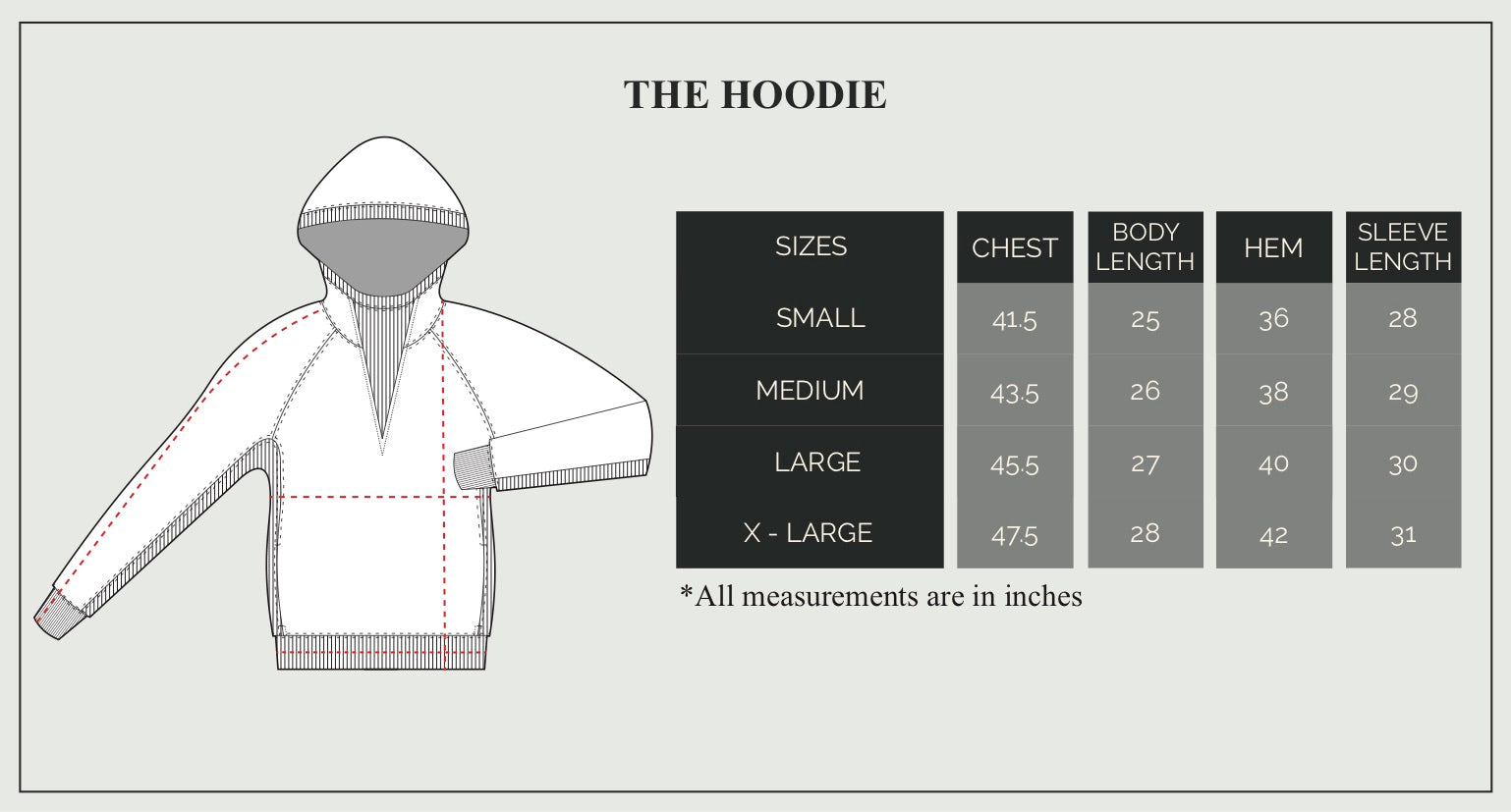 Hoodie Size Guide