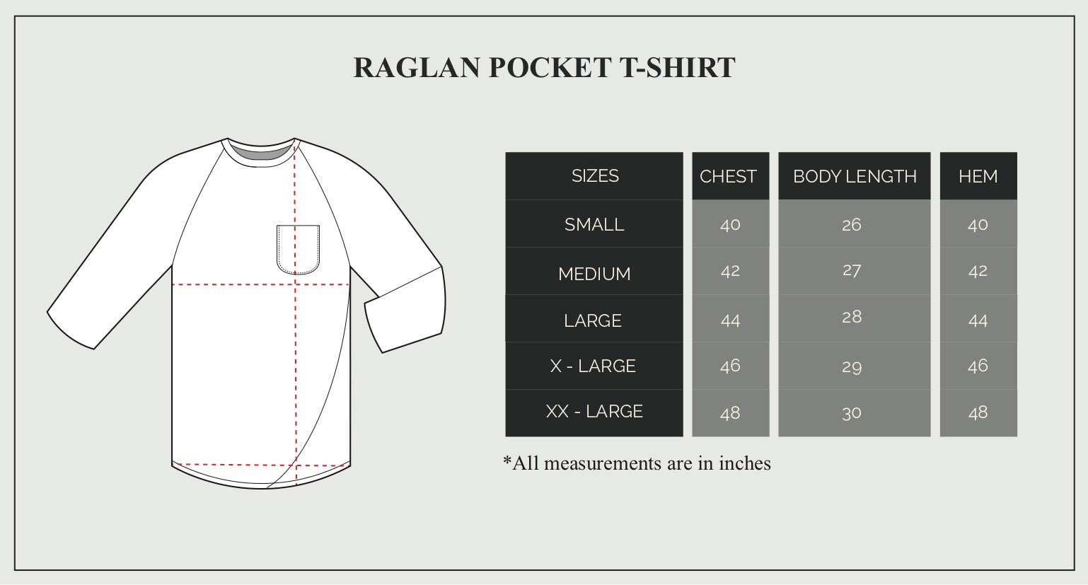 Raglan Size Guide