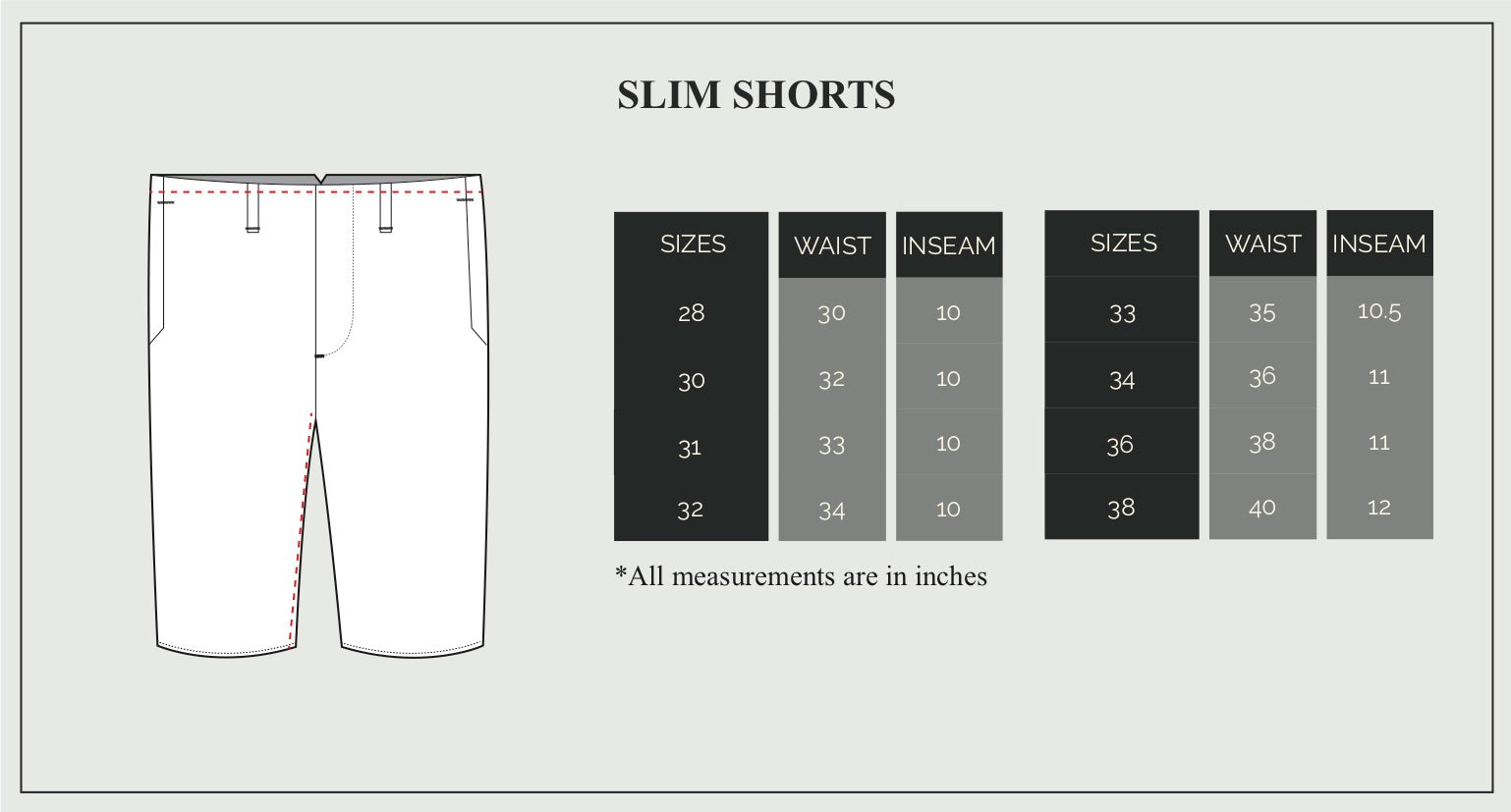 Slim Short Size Guide