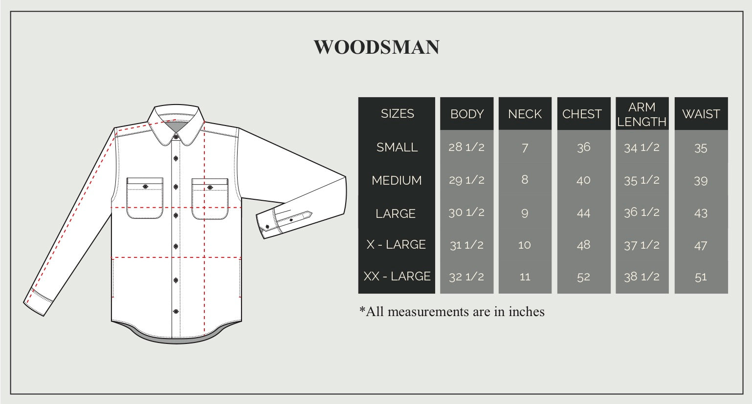 Woodsman Size Guide
