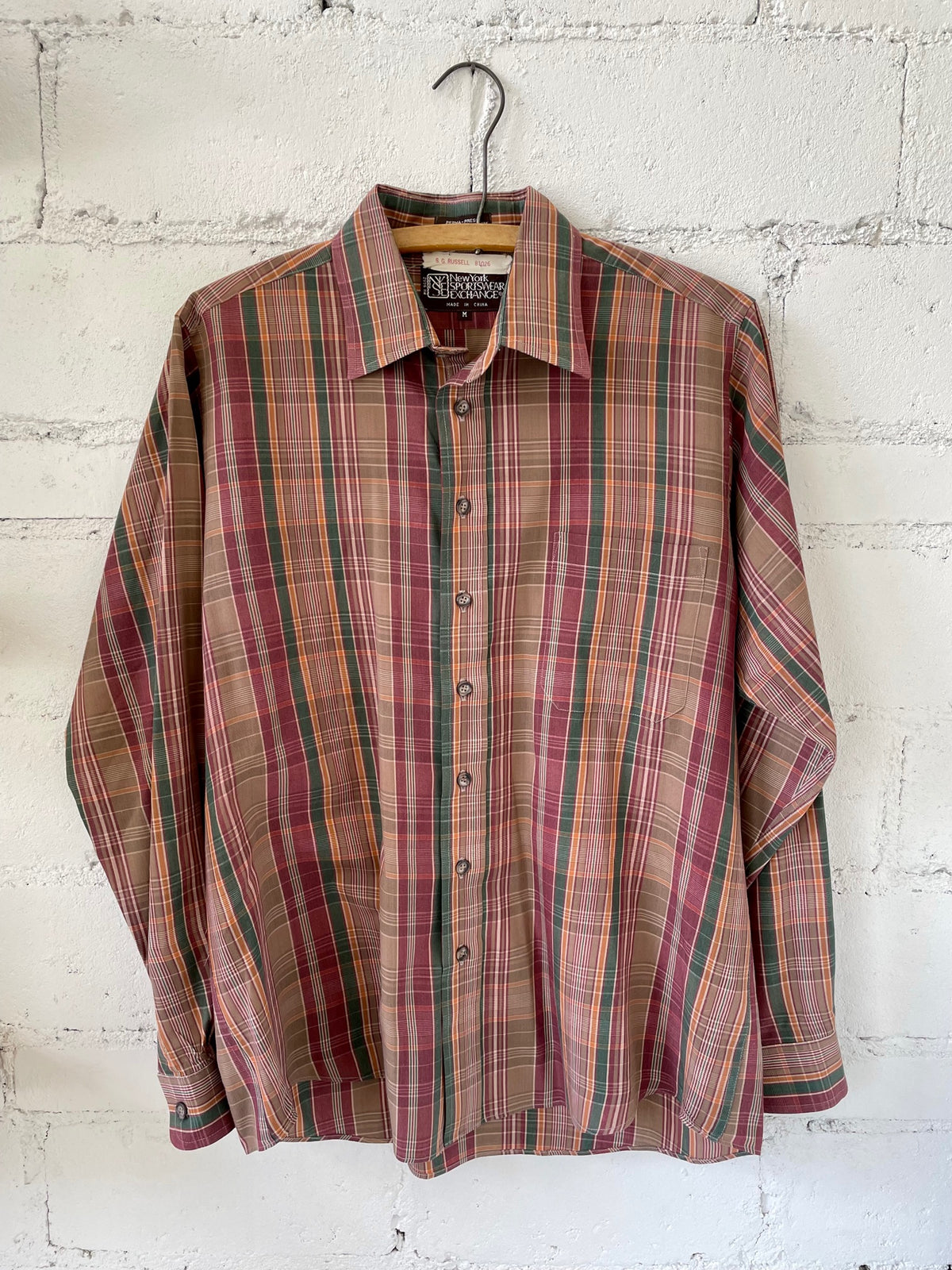 Vintage New York Sportswear Exchange Plaid Button Up