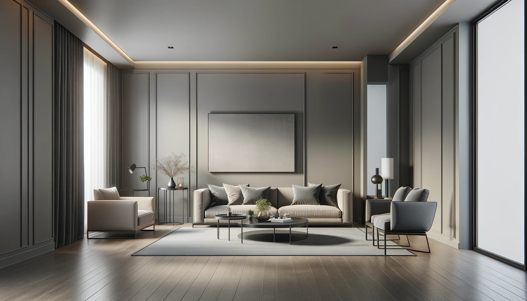 contemporary grey-beige living room