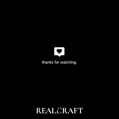 RealCraft Wood Species 101 Series: Maple. Thank you note with black background and RealCraft logo
