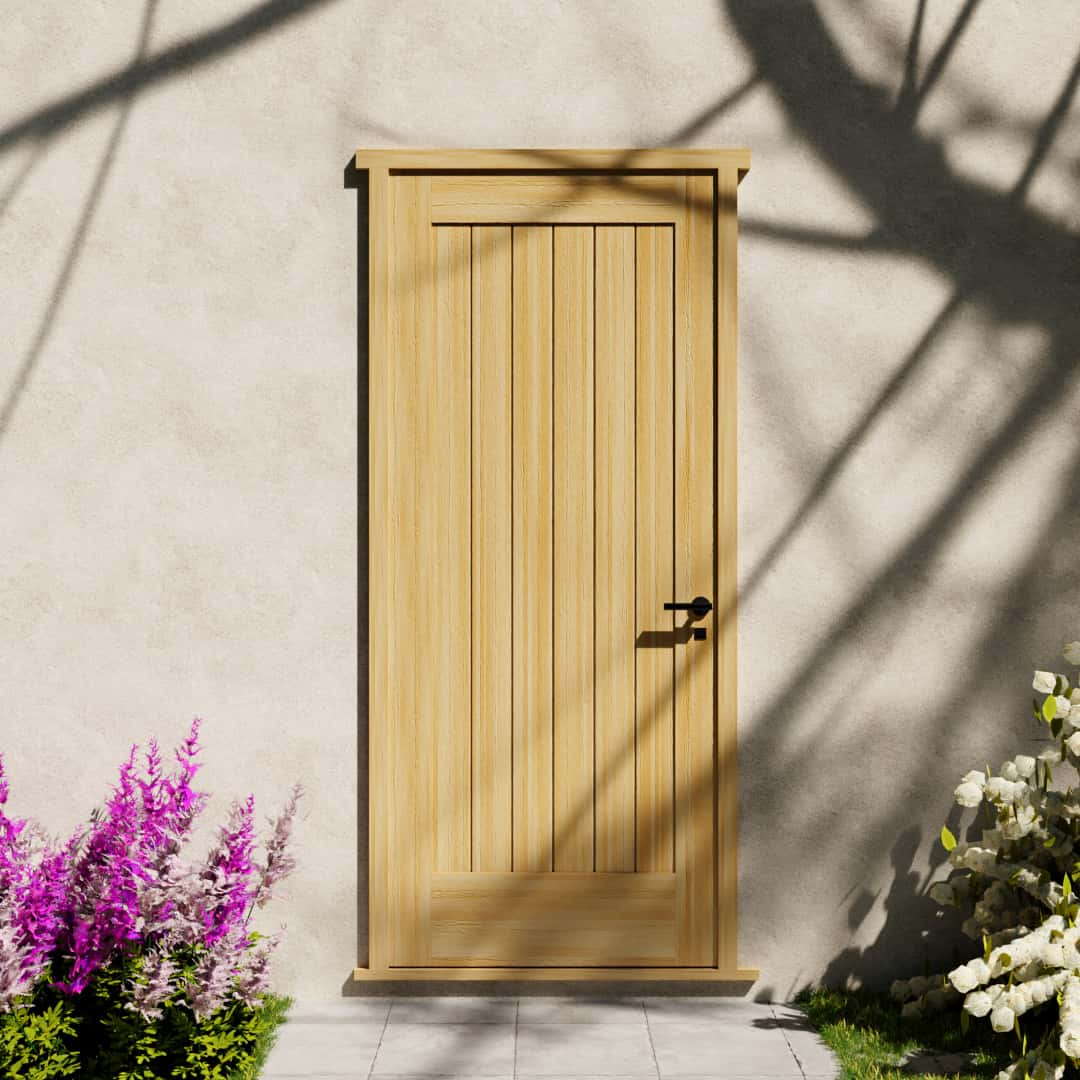 Modern Flush Plank Solid Core Exterior Front Door