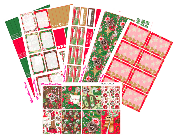 Jolly Holly // Standard Vertical Monthly Planner Stickers –  macandgraydesigns