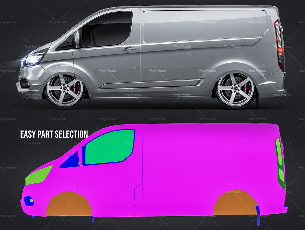 Ford Transit Custom Van glossy finish all sides Car Mockup Template