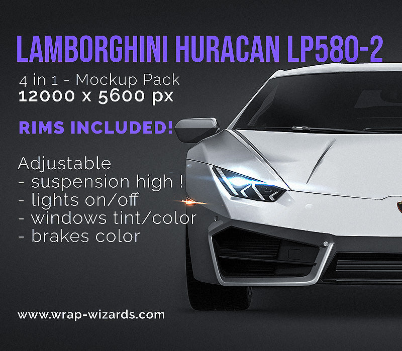 Lamborghini Huracan LP580-2 2017 all sides Car Mockup ...
